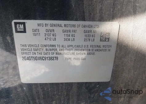 2012 Buick Regal Turbo - Premium 2 z USA, uszkodzony, nr VIN 2G4GT5GV6C9138278